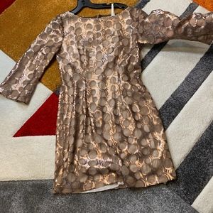 BROWN AND GOLD SEQUINED DRESS